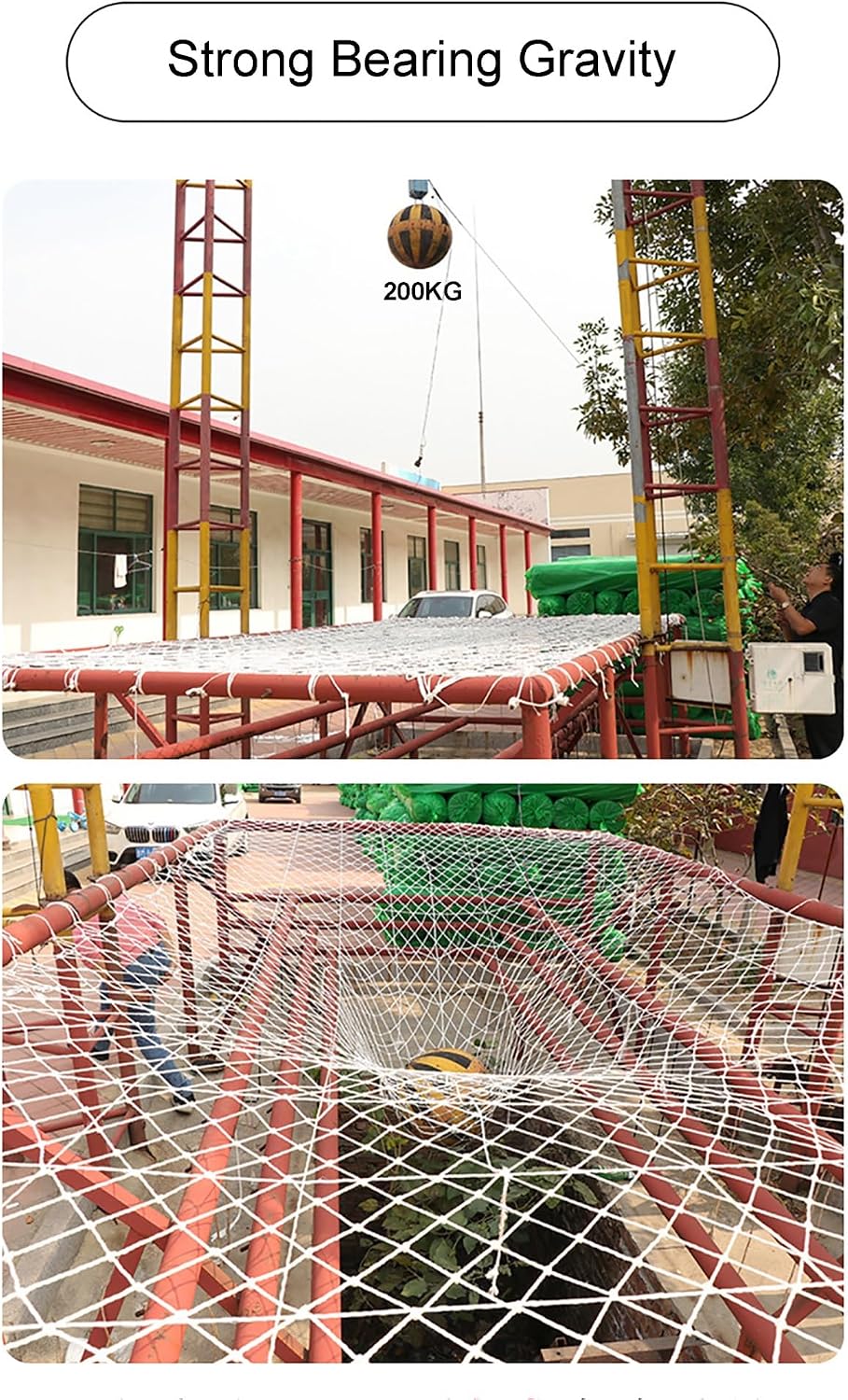 Climbing Net White Safety Net for Playground & Construction Decorative Woven Rope Net 10x5 cm Mesh Stair Safety Net 6mm Thick Balcony Fall Protection Net