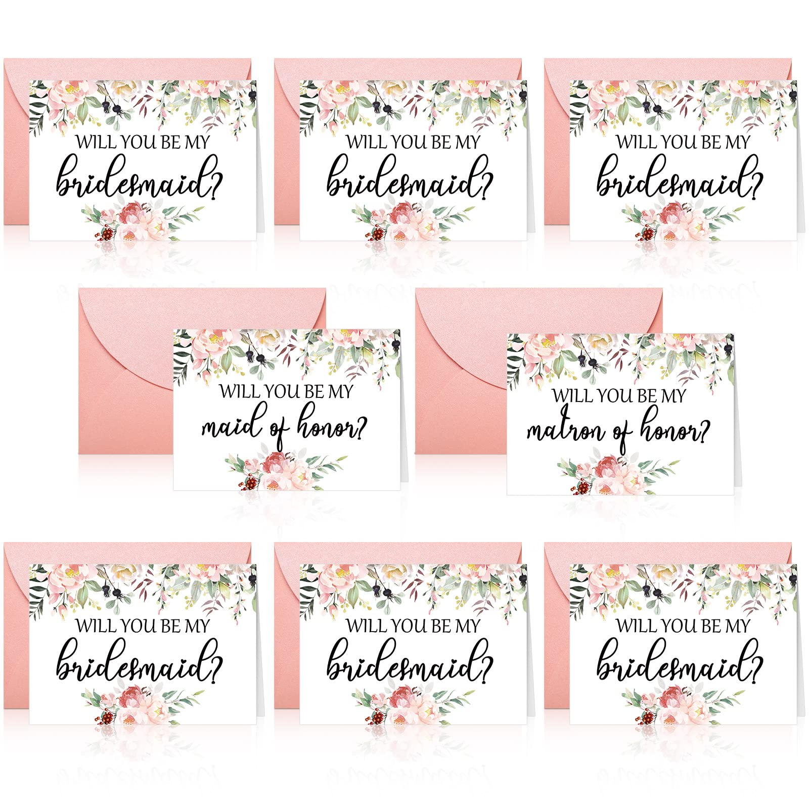 Spakon 16 Pcs Bridesmaid Proposal Cards with Envelopes 6 Will You Be My Bridesmaid 1 Maid of Honor 1 Matron of Honor Watercolor Greenery Floral Bridal