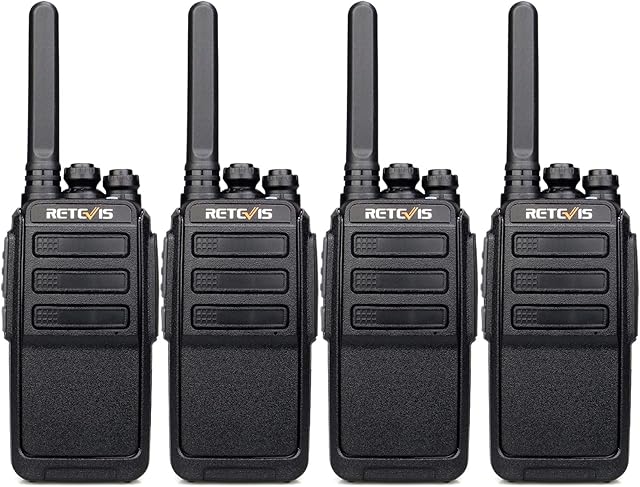 Retevis RT28 Walkie Talkie Professional, PMR446 License Free, Portable Rechargeable Walkie Talkies for Adults, VOX, Emergency Alarm, 2 Way Radio Long Range for Business, Activities (Black, 4Pcs)