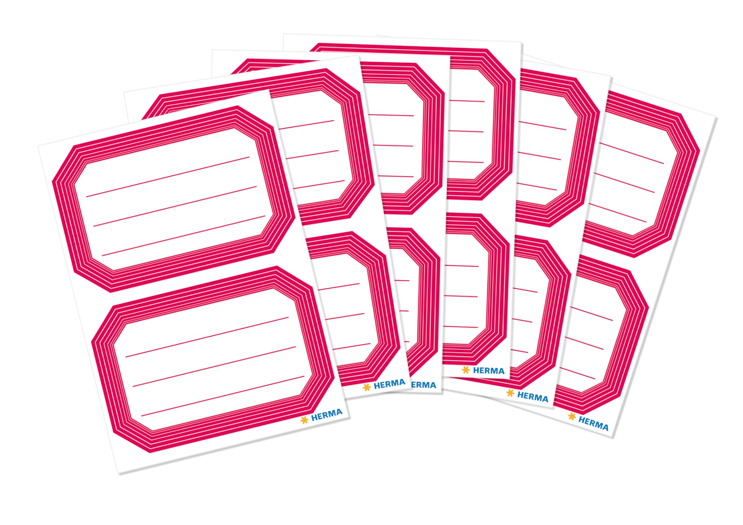 Herma 5712 Book and Filing Labels, Red Border Lined, 82 x 55 mm Pack of 6