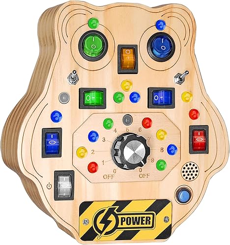 Montessori - Juguetes de mesa ocupados para niños pequeños, juguetes de mesa de madera con interruptor de luz LED, juguetes de mesa sensoriales,