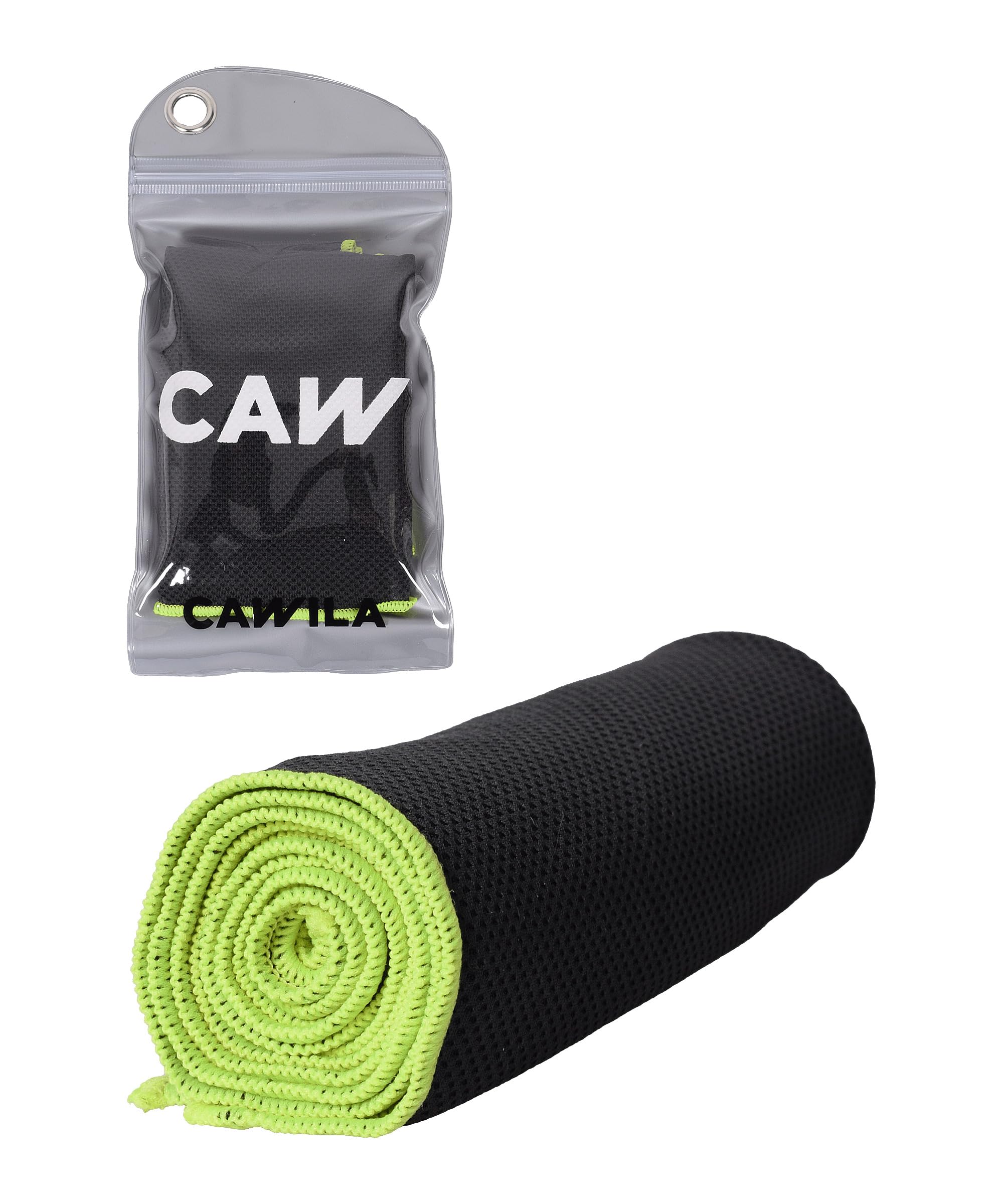 Cawila Academy Ice Towel, Kühltuch, kühlendes Handtuch für Sport und Fitness, schwarz/Neongelb Ohne Geschlecht