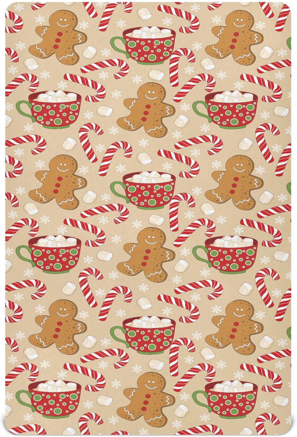 Cute Christmas Gingerbread Man Crib Sheets Soft Breathable Fitted Baby Crib Sheets Mattress Cover for Girl Boys, 52" x 28" x 9"