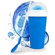 Nostalgia Kool-Aid Squeezy Slush 10 Oz. Cup for Instant Slushes from any Drink, Soda, or Juice with Dome and Reusable Spoon Straw, Blue