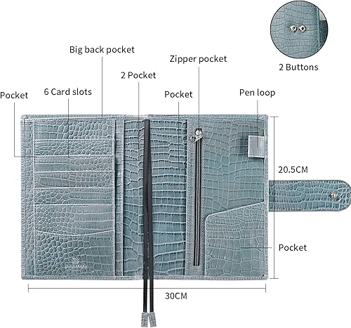 Miniatura 3 de Smartfee Funda de planificador B6 con cremallera y bolsillo trasero grande, cuero estampado cocodrilo (cabaret de cocodrilo)