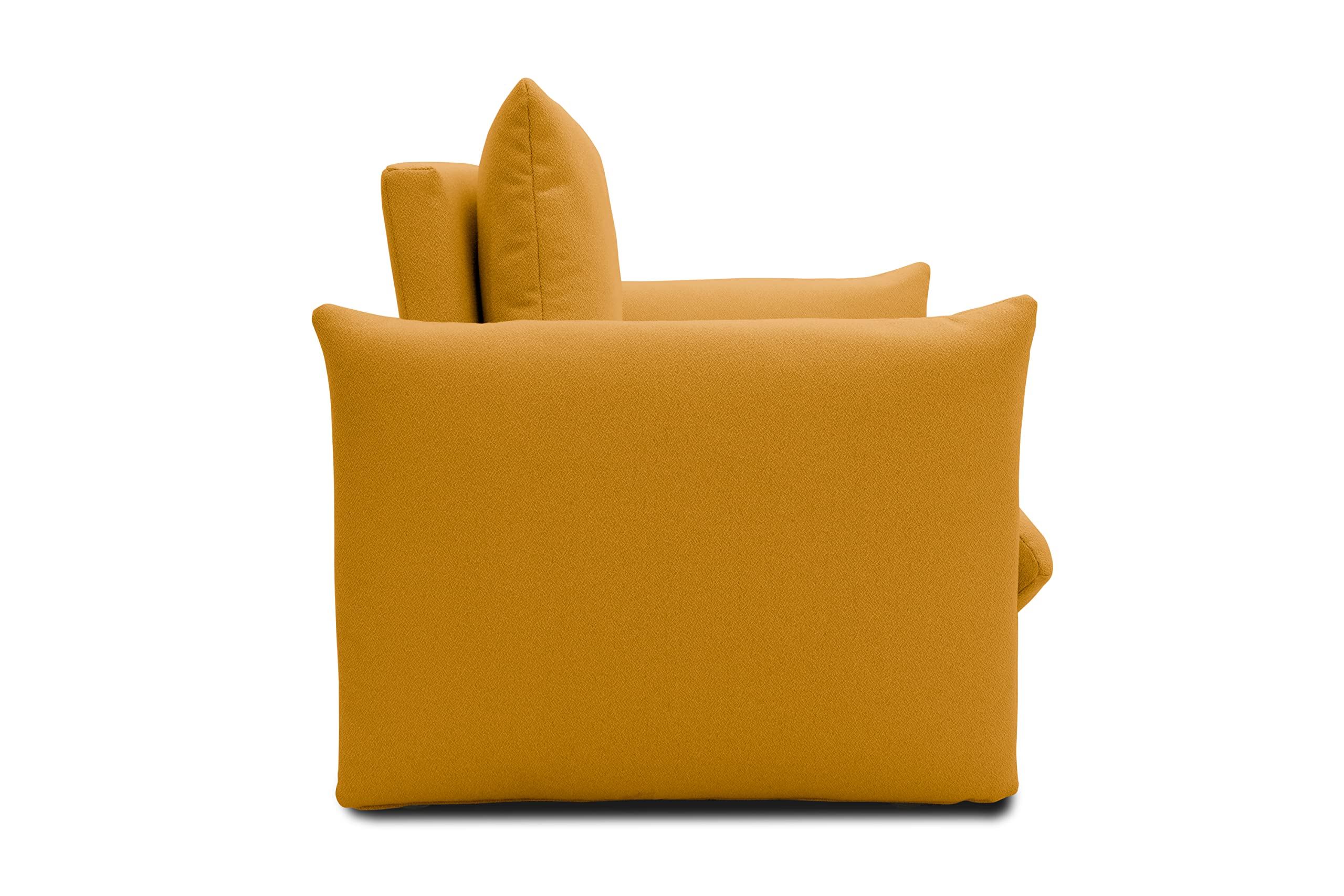 DOMO. collection Cloud Box fotel z funkcją spania i sprężynami kontynentalnymi, sofa z wysuwaną pościelą, fotel tapicerowany, fotel pojedynczy, mango, 120 x 97 x 100 cm