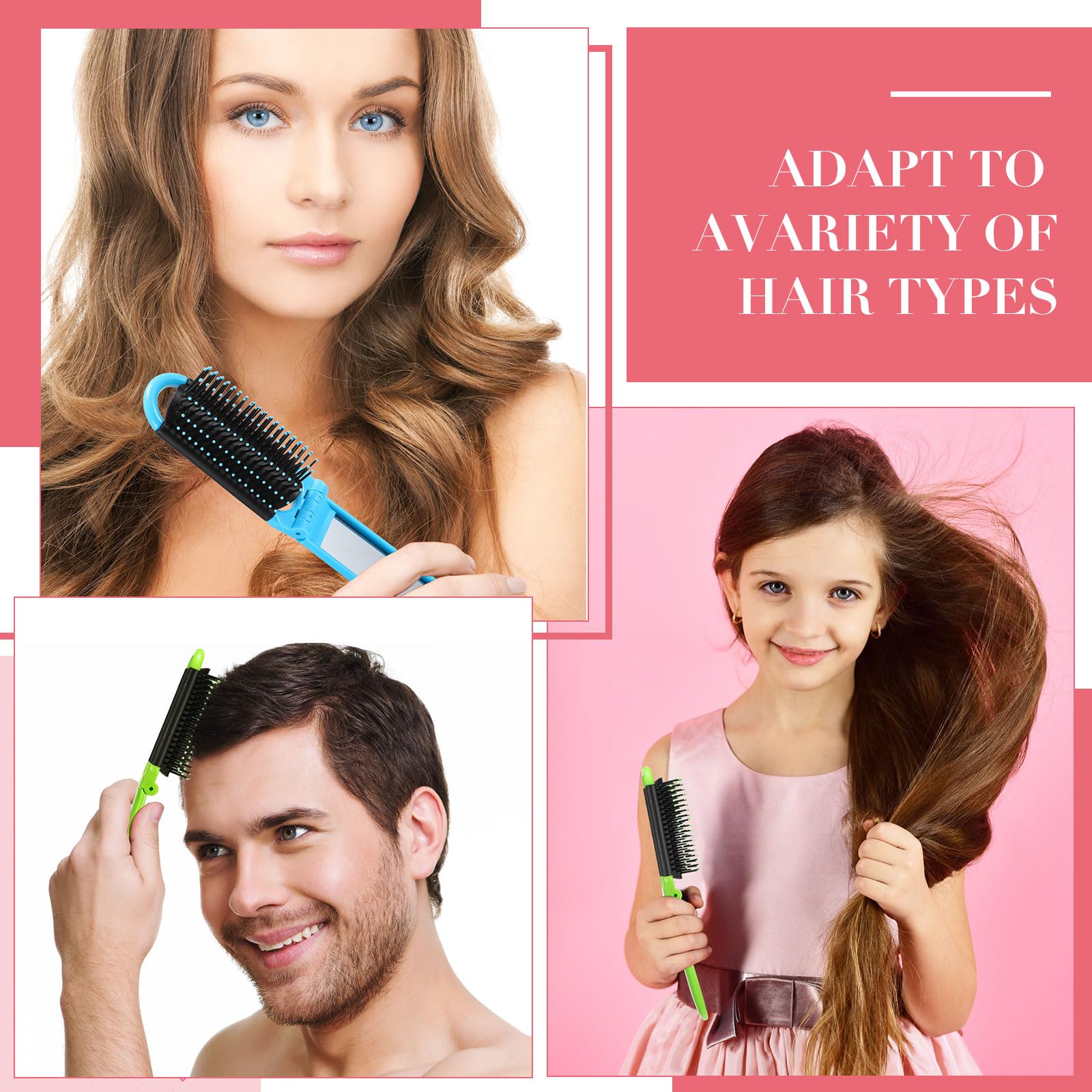 Juego de 30 cepillos de pelo plegables portátiles con espejo, cepillo de pelo colorido de viaje, mini cepillo para el cabello, cepillo compacto para mujeres y hombres, cepillo de pelo pequeño para