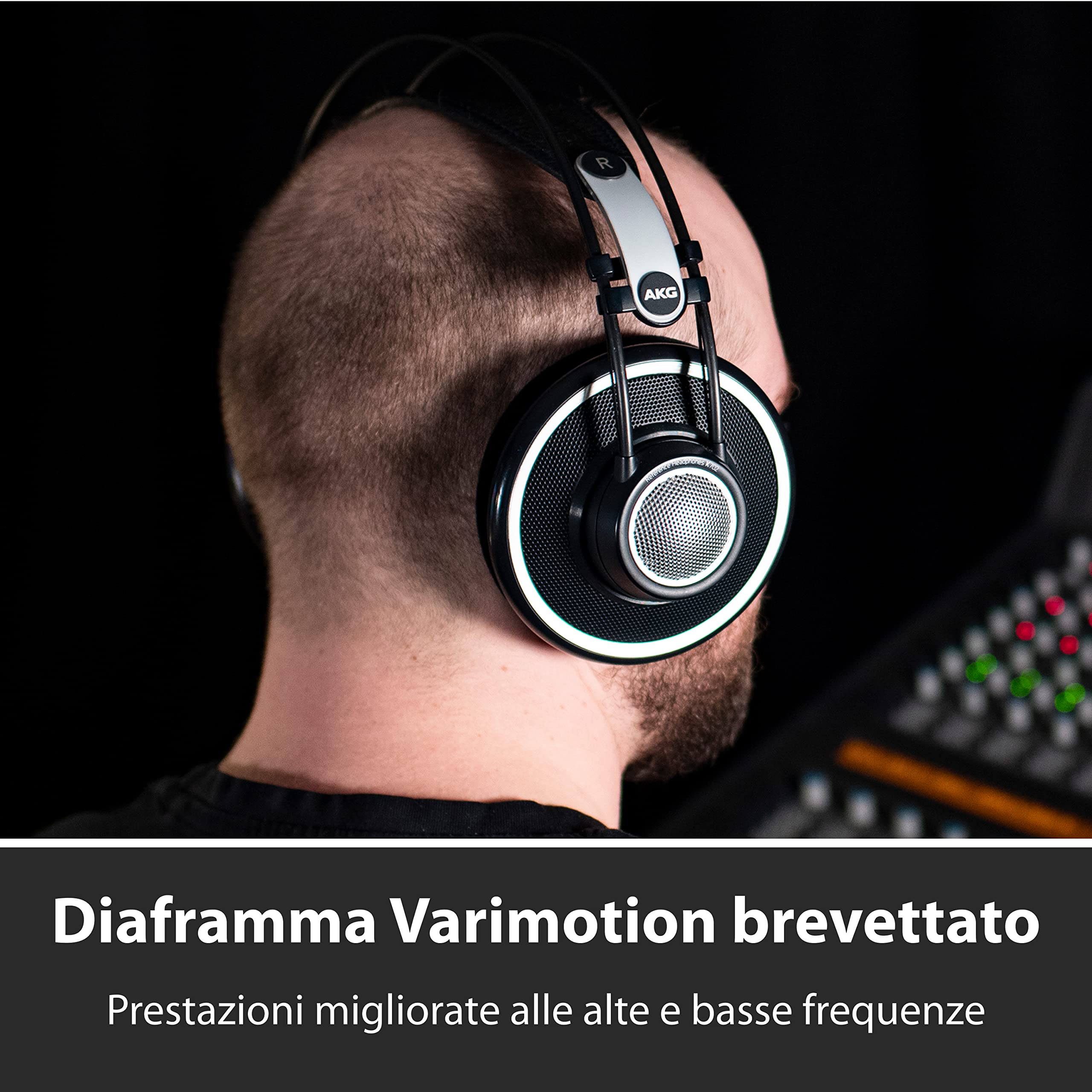 AKG K702 Cuffie Over-Ear Premium da studio con retro aperto, suono di riferimento, palcoscenico arioso e spazioso, lavorazione di precisione - Nero e argento