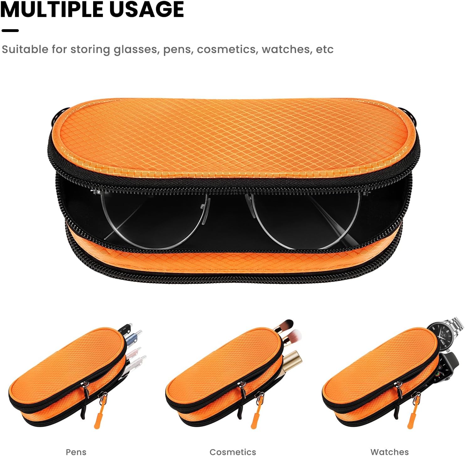 molshine Double Sunglasses Case, Soft Portable Eyeglasses Pouch with Carabiner, Dual Zipper Compartments for Men Women - Image 5