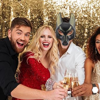 Kichvoe Anubis-Maske Halloween-Party-Maske Aus Kunststoff Für Erwachsene Ägyptische Schakalgott Kostümzubehör Cosplay- Maskenball Vintage Style 35X7X3.5 Zoll