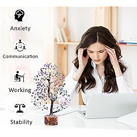 Amethyst & Green Aventurine Crystal Tree Gemstone Tree of Life Chakra Bonsai Tree for Room & Office Decor Spiritual Gift Meditation Birthday Gift for Women Mom her Sister Housewarming Gifts Home