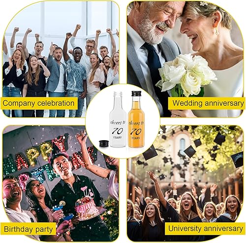 Miniatura 3 de Bokon 50 mini botellas de licor de 1.7 onzas para invitados, mujeres, hombres, 70 cumpleaños, aniversario, boda, celebración, fiesta, recuerdos