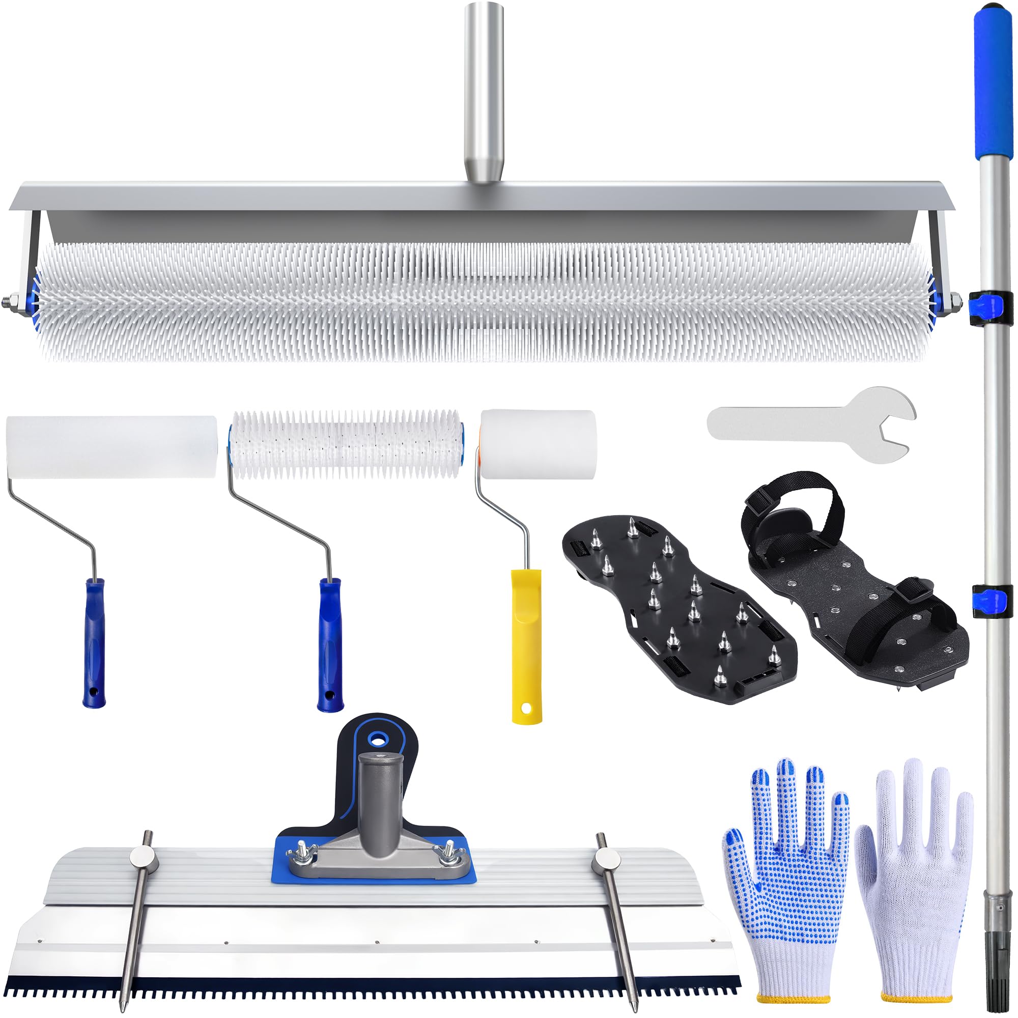 Self Leveling Concrete Tools Kit, 20 Inch Spike Roller, Epoxy Floor Tools