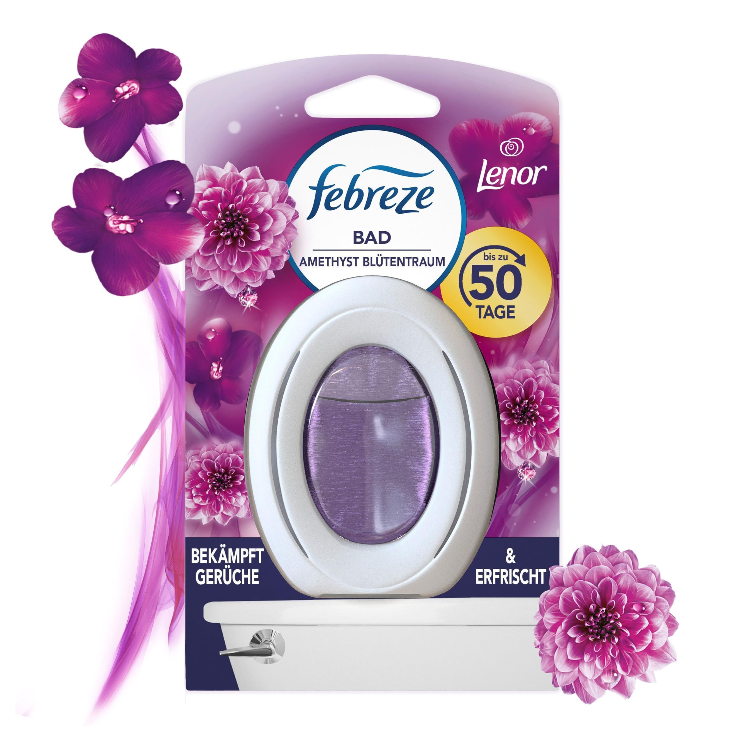 Febreze Bad Lufterfrischer Lenor Amethyst Blütentraum, Duftstecker zur kontinuierlichen Geruchsbekämpfung und -verhinderung Drogerie & Körperpflege