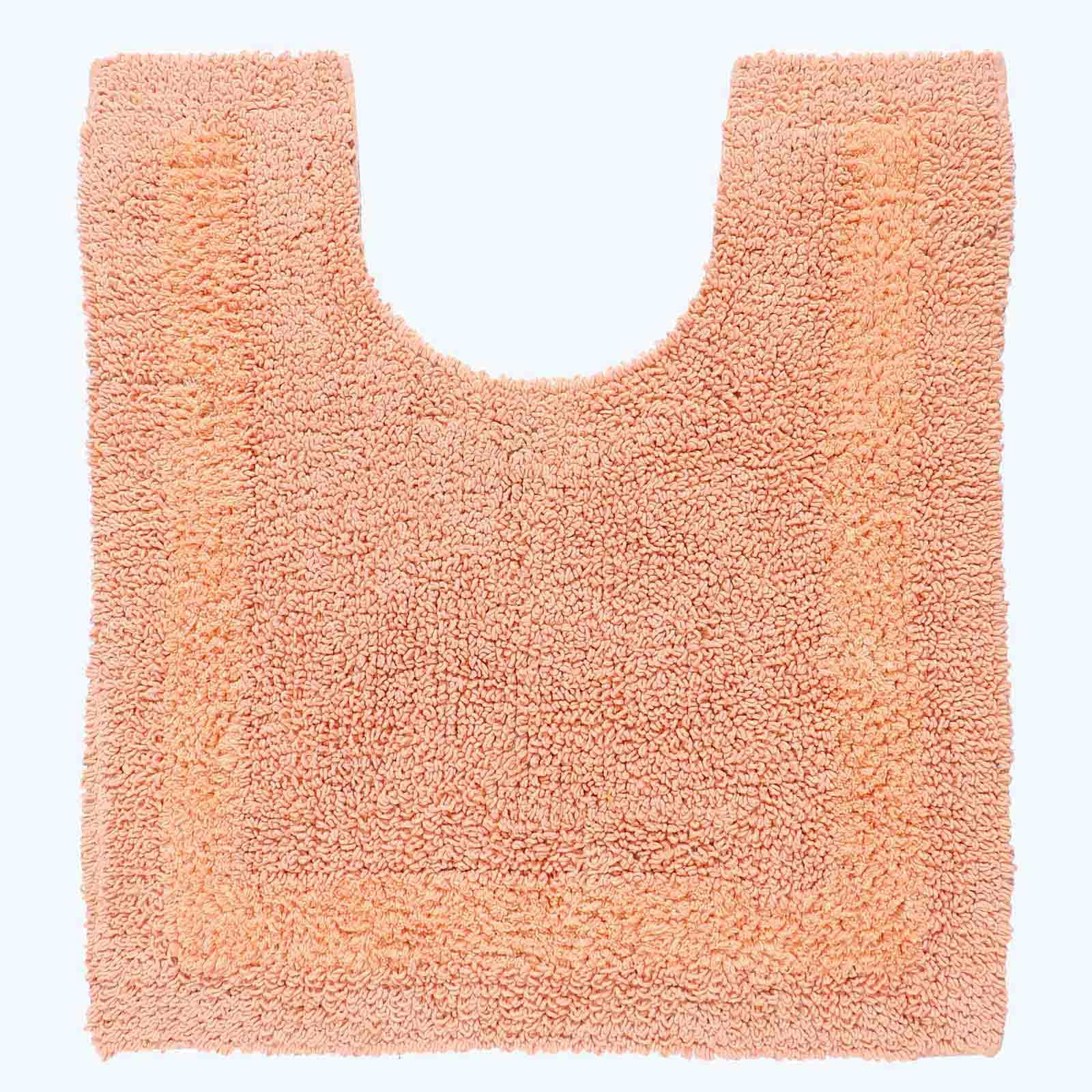 HOMESCAPES Toilet Mat, Luxury 1600gsm Extra Soft 100% Cotton, Reversible Bathroom Mats Non-Slip, Washable, Super Absorbent, Quick-Dry, Peach Pedestal Rug for Toilet, 50 x 55 cm