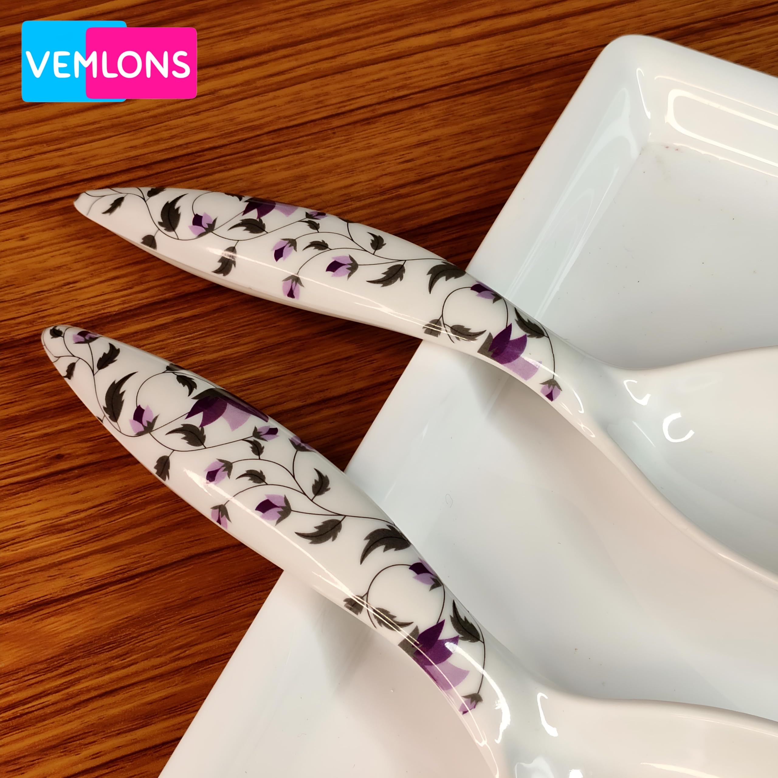 Vemlons Serving Spoon, Long Handle Serving Spoon Melamine Tableware (Set of 4) 2