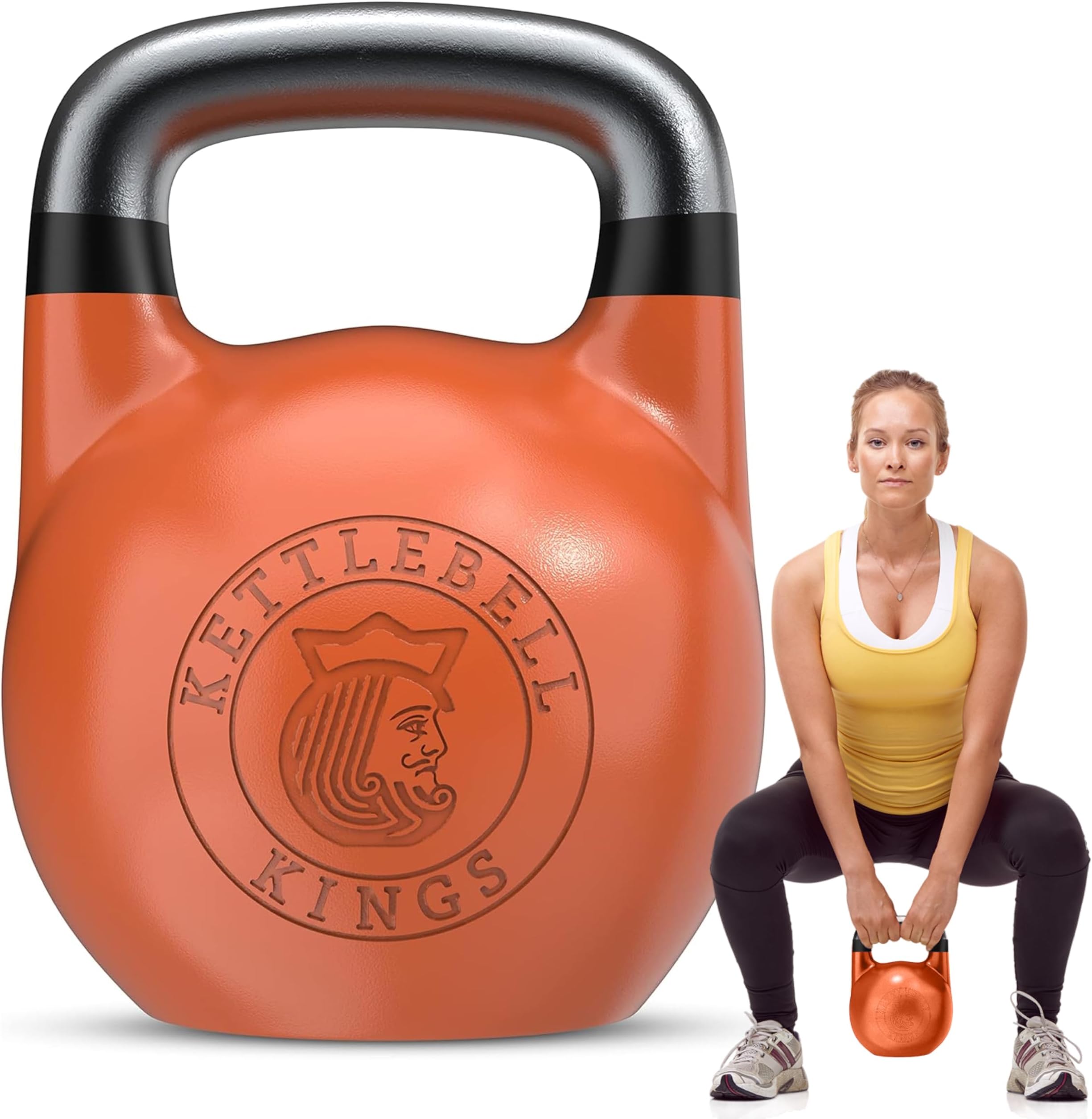 Kettlebell Kings Competition Kettlebells Weight (35mm handle) 8-48 KG | Hand weights Workout Gym Equipment & Strength training sets for Women & Men for Home Gym | Suitable for High Repetition Workouts