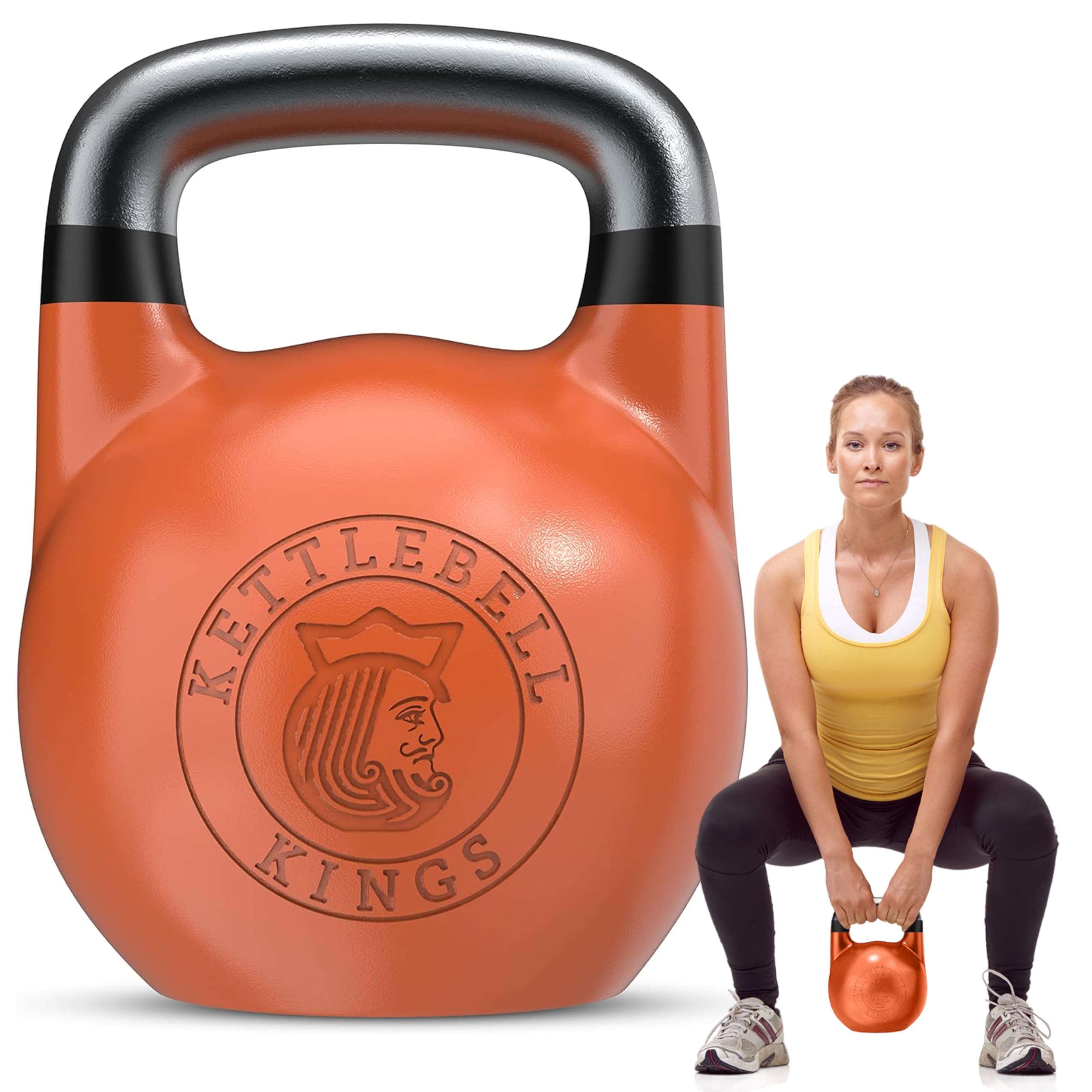 Kettlebell Kings Competition Kettlebells Weight (35mm handle) 8-48 KG | Hand weights Workout Gym Equipment & Strength training sets for Women & Men for Home Gym | Suitable for High Repetition Workouts