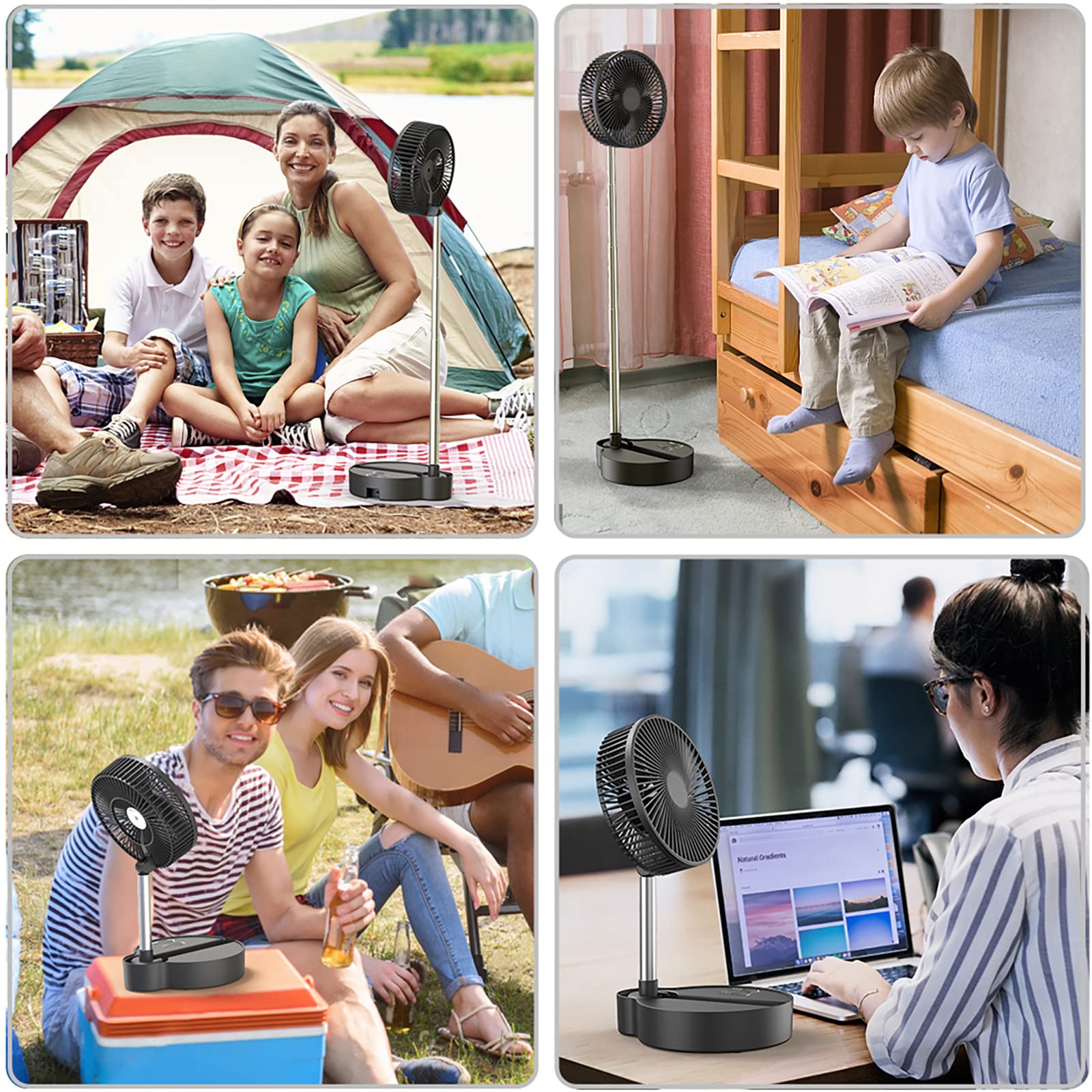 8" Portable Rechargeable Fan, 10000mAh Battery Operated Oscillating Fan