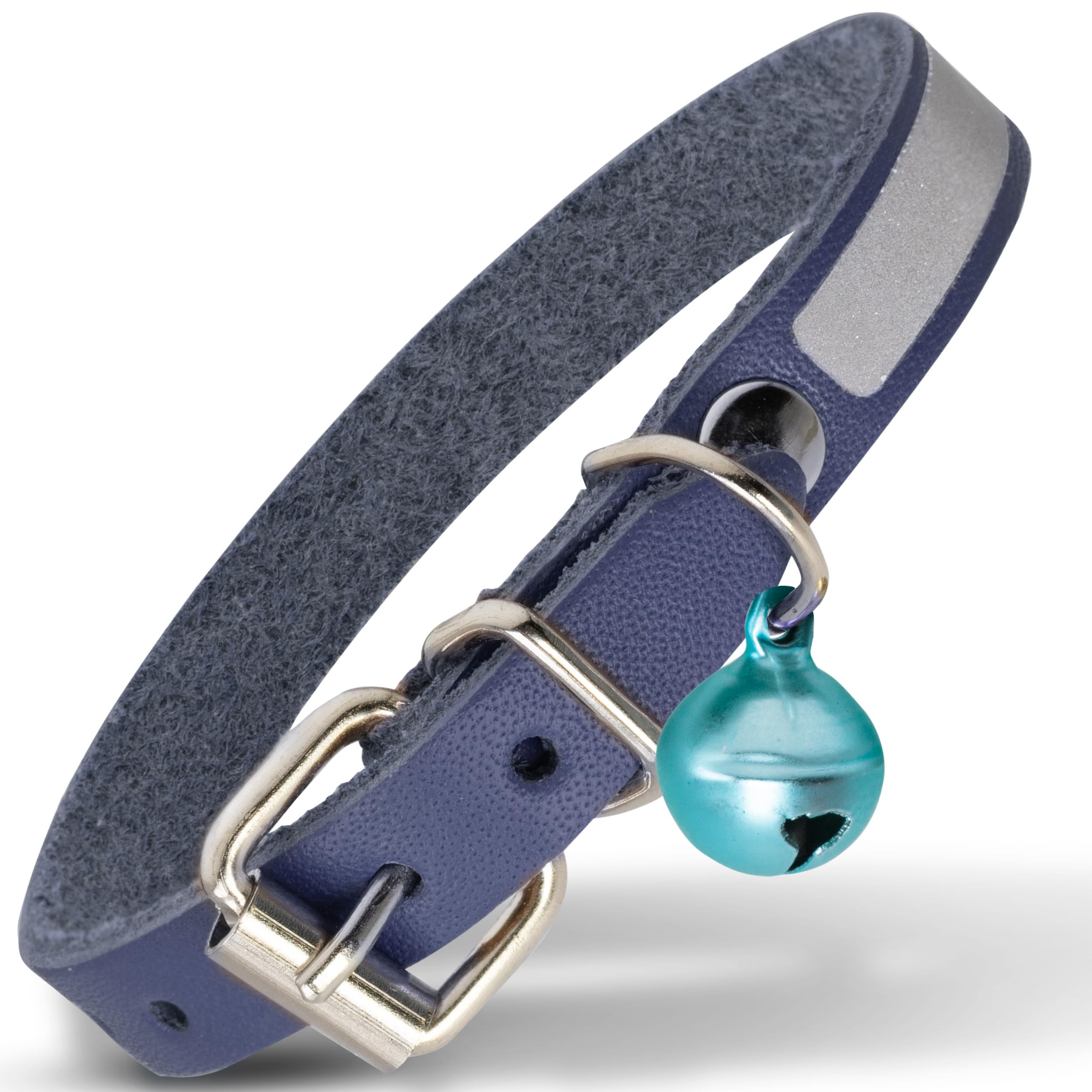 Filbert Leather Cat Collar, Reflective Cat Collar, Leather Accessories with Bell, Bird Warning, Suitable for Indoor and Outdoor, Non Breakaway,