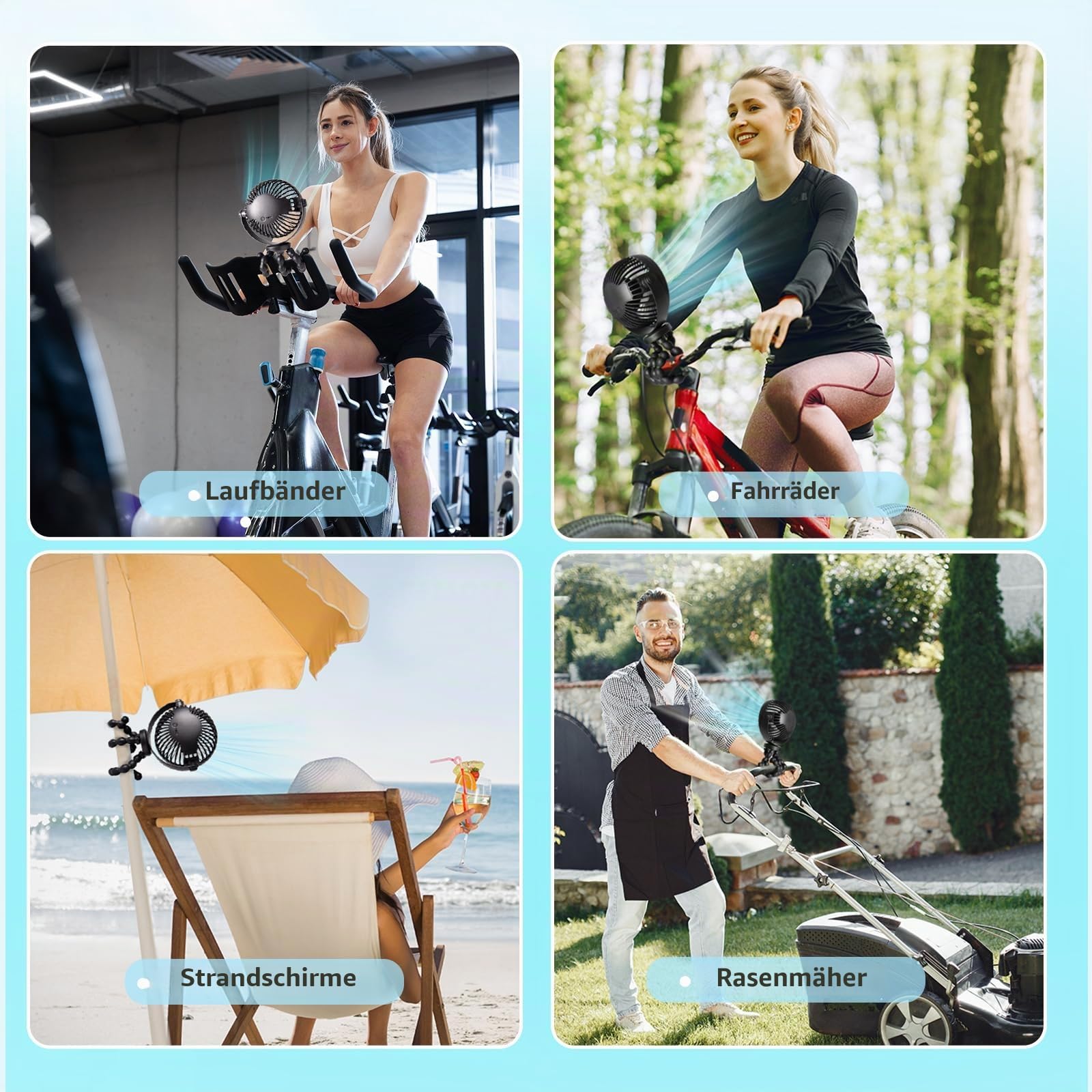 PaPaFboy Kinderwagen Ventilator Baby, Leise Stroller Fan, 20H 3 Geschwindigkeitsstufen,Tragbarer Ventilator 360°Drehbare,Akku Ventilator für Kinderwagen Büro Camping Autofahrt Strand