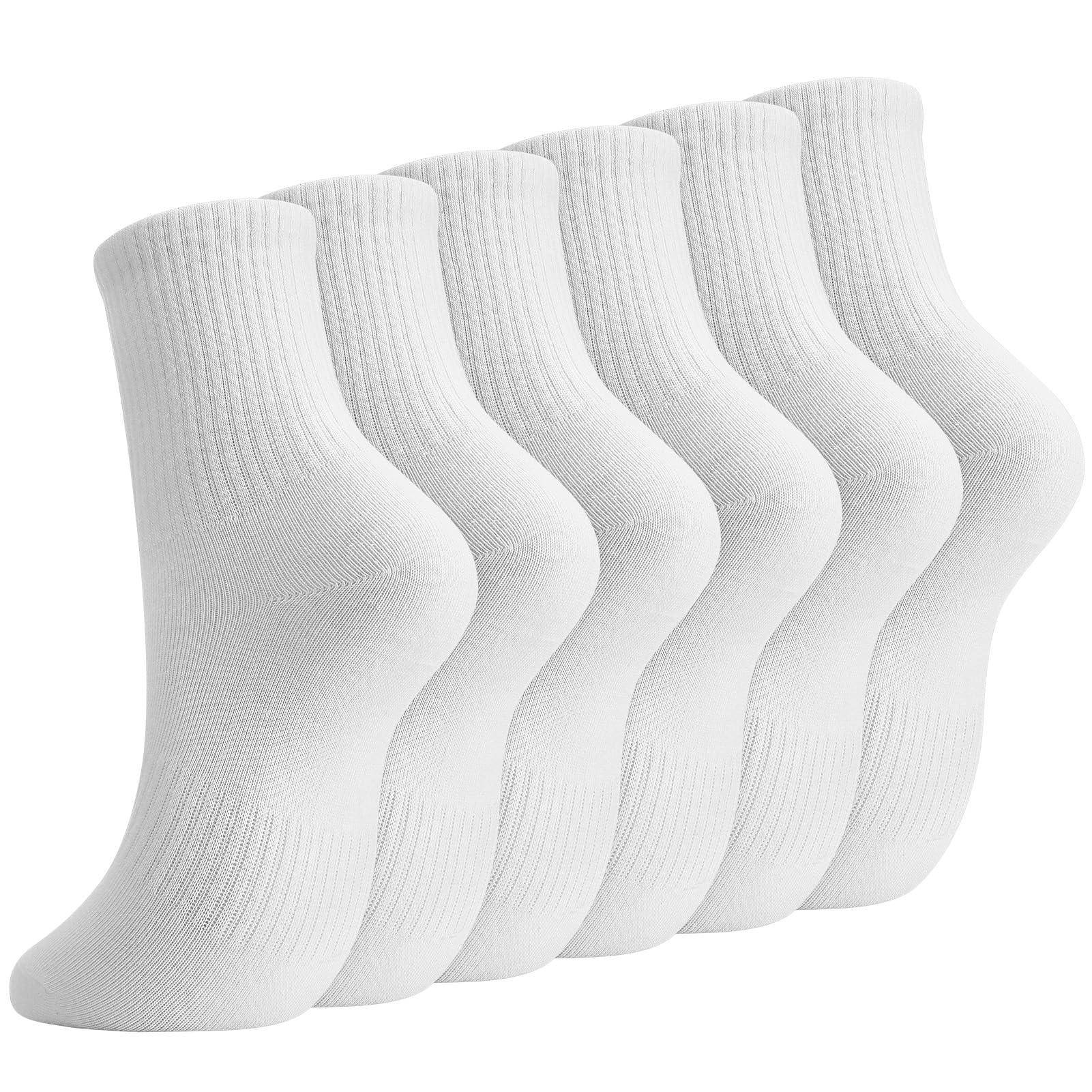 6 Paar Tennissocken Damen Weiße Sportsocken Damen Crew Socks Atmungsaktive Baumwollsocken Lange Socken EU 36-40/38-43