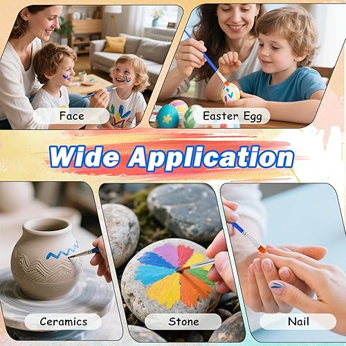 Miniatura 7 de Pinceles de pintura pequeños a granel, 120 unidades, punta plana y redonda para acuarela acrílica, lienzo y pintura facial, suministros de arte para
