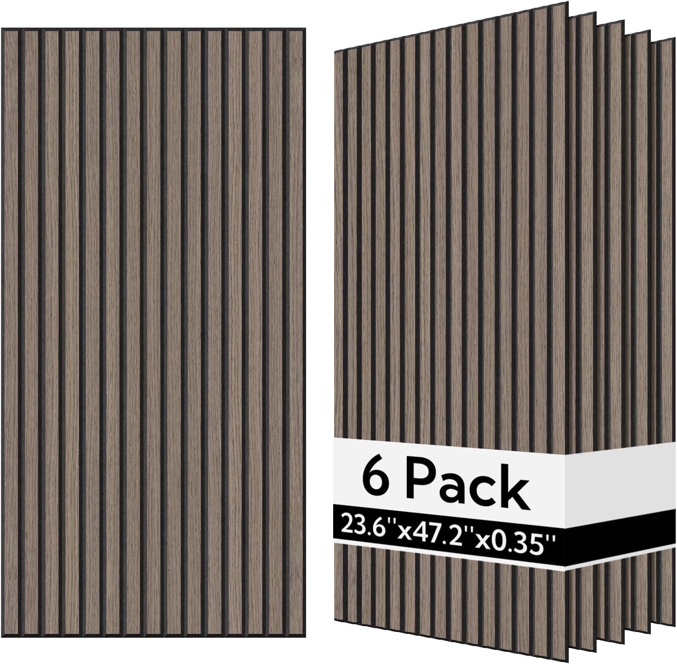 Olanglab Wood Veneer Acoustic Wall Panels 6 Pack, 23.6"×47.2" Sound Absorbing Wall Panels for Interior Wall Decor, Dark Walnut
