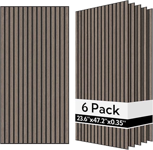 Olanglab Paneles de pared acústicos de chapa de madera, paquete de 6, paneles de pared absorbentes de sonido de 23.6 x 47.2 pulgadas para decoración