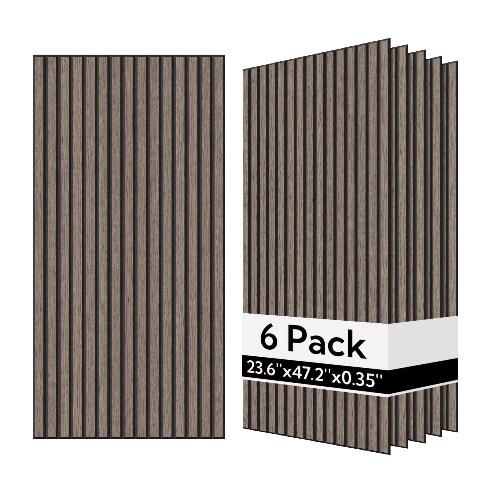 olanglab wood veneer acoustic wall panels 6 pack, 23.6"×47.2" sound absorbing wall panels for interior wall decor, dark walnut