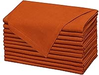 Cotton Craft Harvest Cloth Napkins Set of 12 - 100% Cotton Slub 17x17 Pumpkin Spice Orange for Thanksgiving Fall Tables