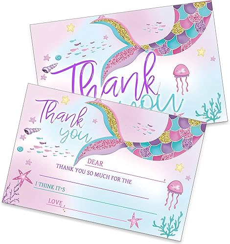 Miniatura 5 de Tarjetas de agradecimiento de cumpleaños, rellena las tarjetas de agradecimiento en blanco para suministros de fiesta de cumpleaños temática