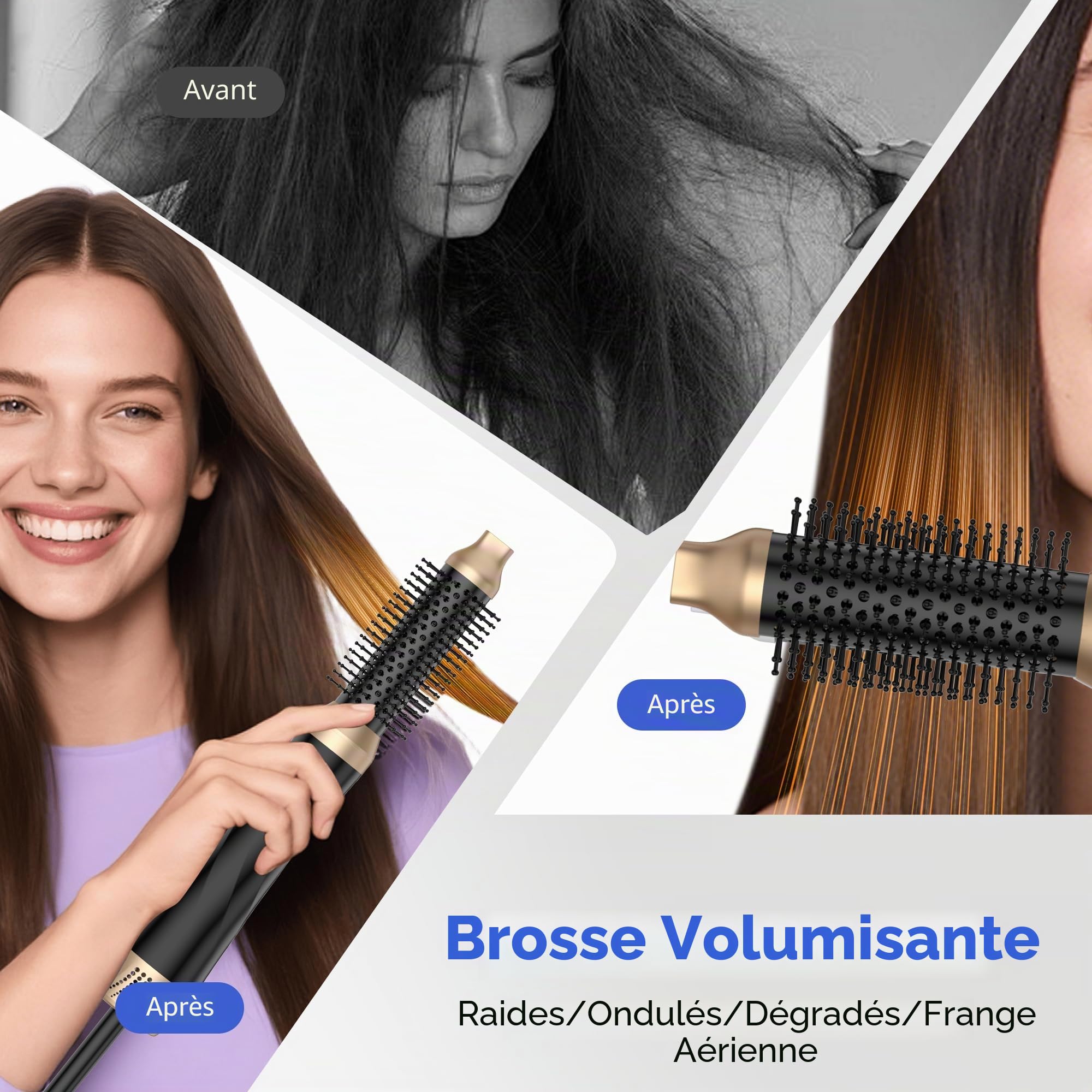 UMIGA Airstyler 5 en 1 Brosse Soufflante Air Styler set Hair Styler Airbrush Fer a Boucler Brossee Soufflante Brosse Lissante Pour Cheveux, Kit de coiffure Pour Sécher
