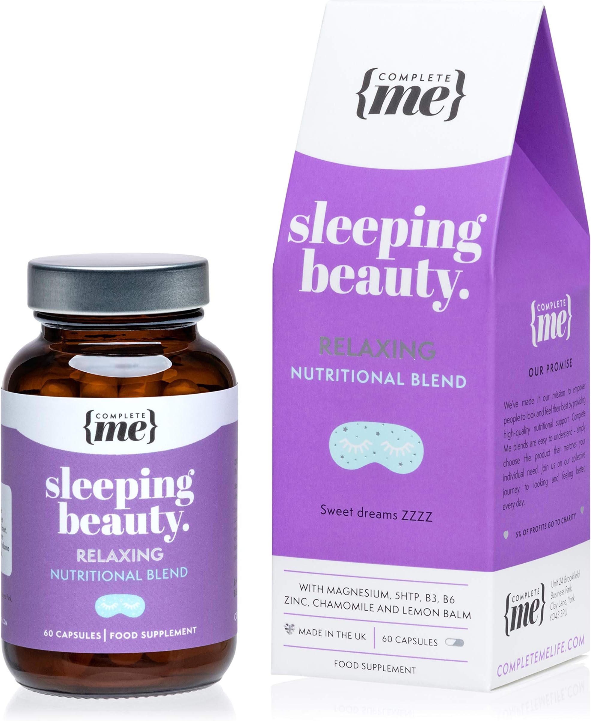 Complete Me Sleeping Beauty Supplements for Better Sleep, 5HTP, Magnesium, Chamomile
