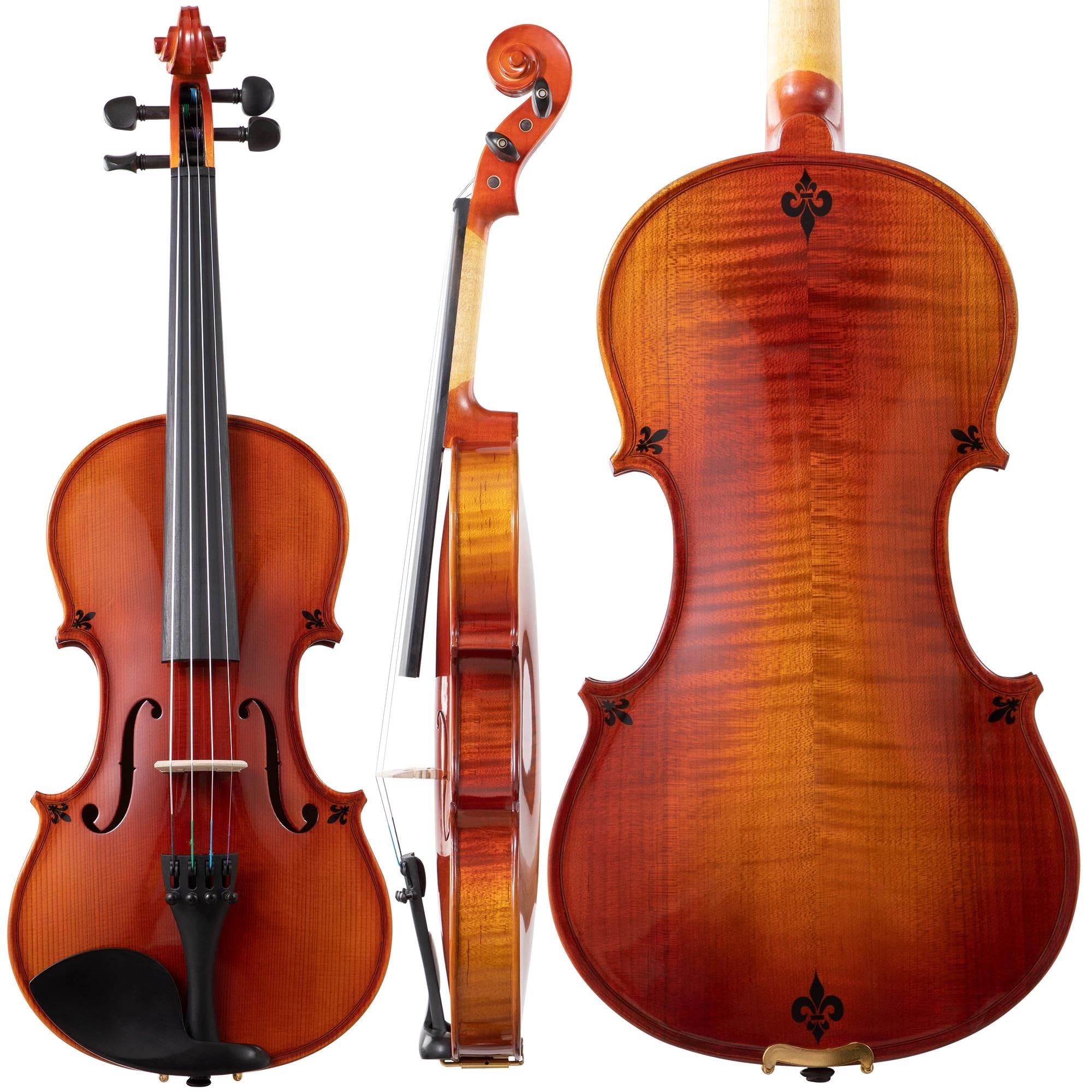 Violín Artesanal Rojo Violín Principiantes | Diseño floral pintado a mano; accesorios incluidos.(4-4)