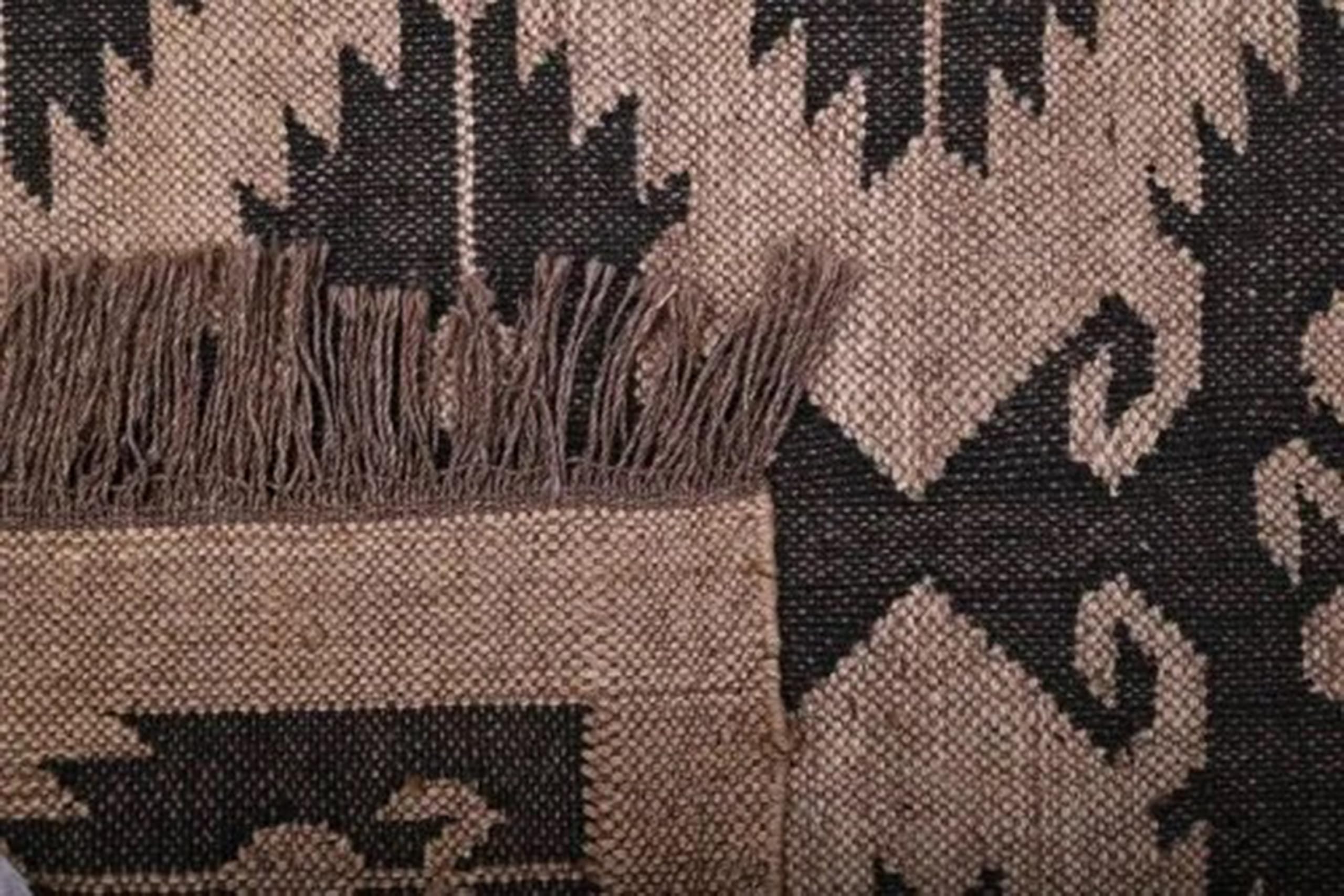 Lot de 3 tapis carrés en jute tissée à la main pour intérieur et extérieur - Noir et gris