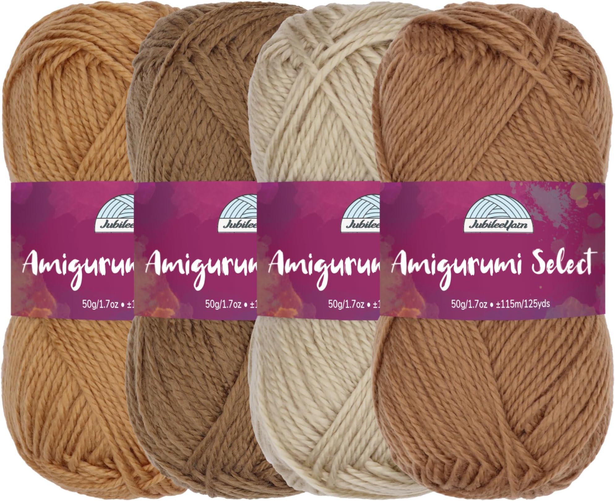 BambooMN Amigurumi Select 100% Acrylic Craft Yarn Skeins Crochet and Knitting Projects - Assorted Colors 4 Skeins brown 6941204026936a
