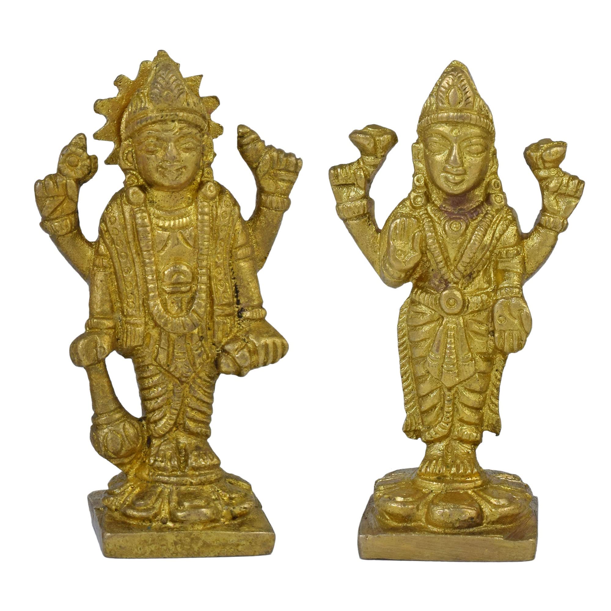 DzineTrendz Panchdhatu Vishnu Lakshmi Murti Diwali Puja Hindu God Temple Idol (HDSC5182)