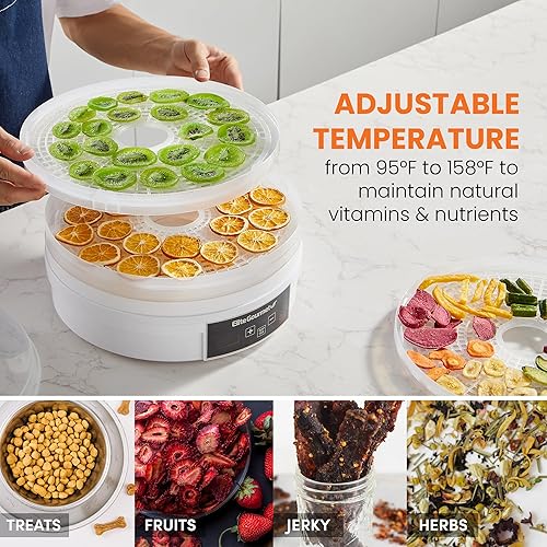 Miniatura 2 de Elite Gourmet EFD770WD - Deshidratador digital de alimentos con bandejas sin BPA de 5 x 12.5 pulgadas, temporizador ajustable de 48 horas y