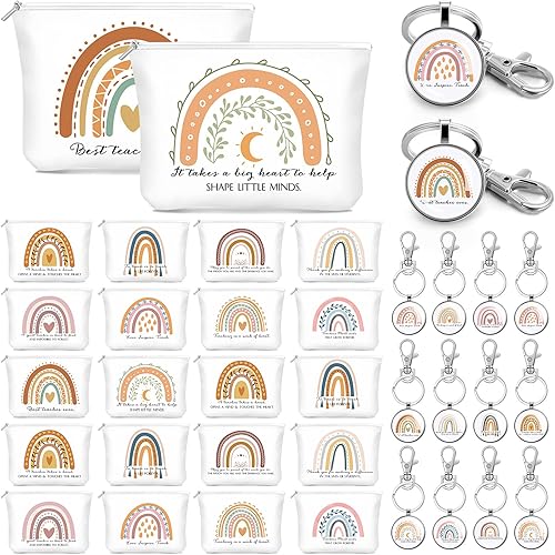 Miniatura 8 de 40 unidades de regalos de agradecimiento a granel de lona arco iris, bolsas de cosméticos de lona arco iris, llaveros inspiradores, bolsa de