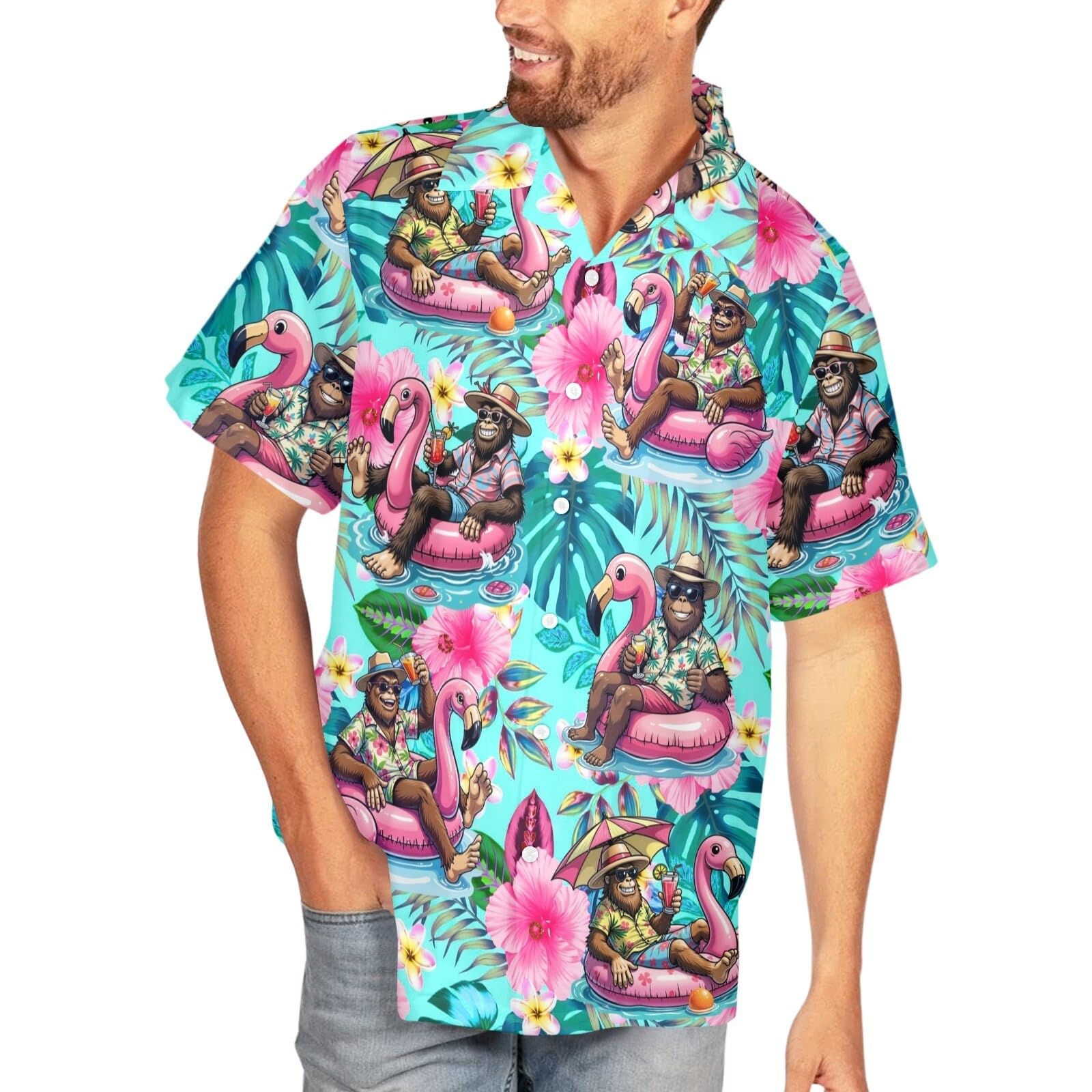 Camisas Hawaianas para Hombre, Camisa Informal con Botones, Manga Corta, Aloha Divertida, con Botones, Ropa para Hombres