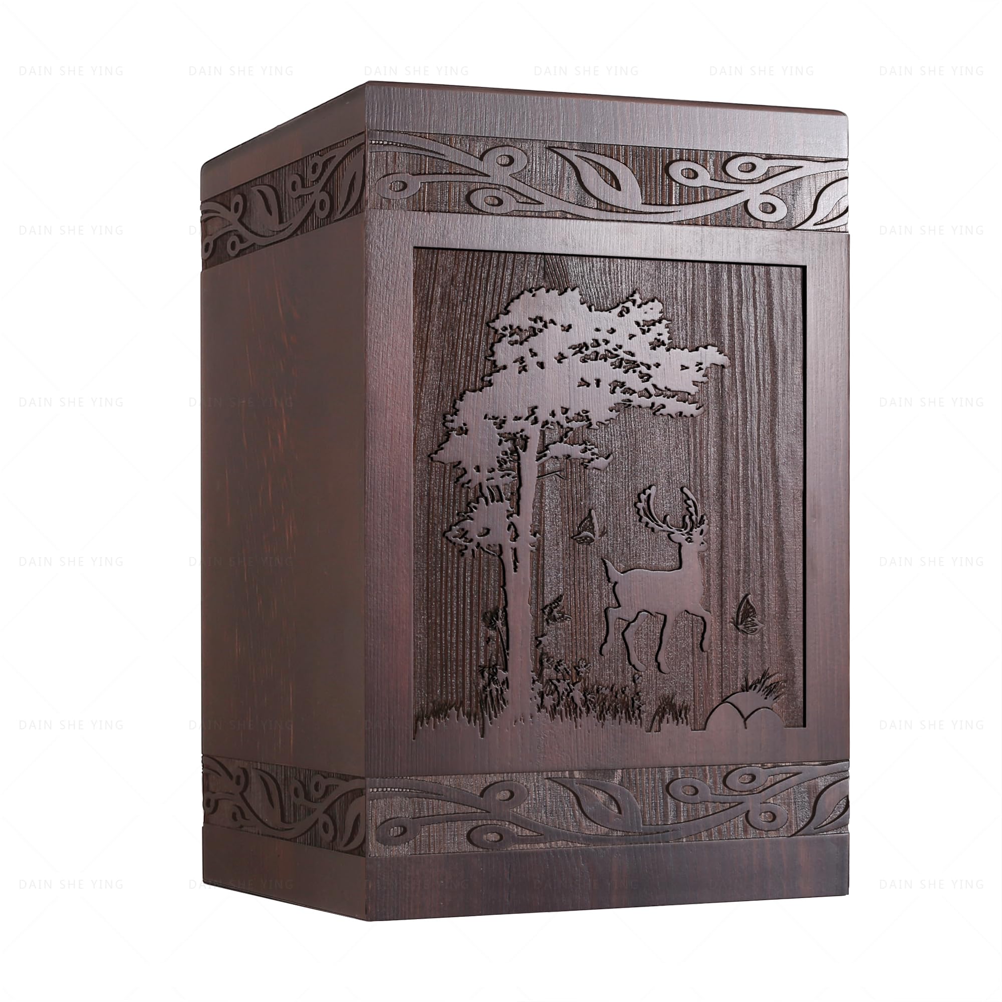 Cremation Urns for Human Ashes Adult Male Female, Wooden Carved Deer Urns Box and Casket for Ashes Men Women Child, Pets Cat Dog Urn, Burial Funeral Memorial Urns for Ashes