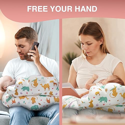 Miniatura 8 de PILLANI Almohada de lactancia para lactancia, almohada de lactancia materna para mamá y apoyo del bebé, búsqueda de registro de bebé, funda de