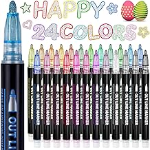 Lenski Glitter Pen, Gift for Girls 4-12 Years, 24 Magic Glitter Pens, Gift Idea for Teenage Girl for Painting, Scrapbooking, School Registration, Crafts, Girl Creative Hobbies