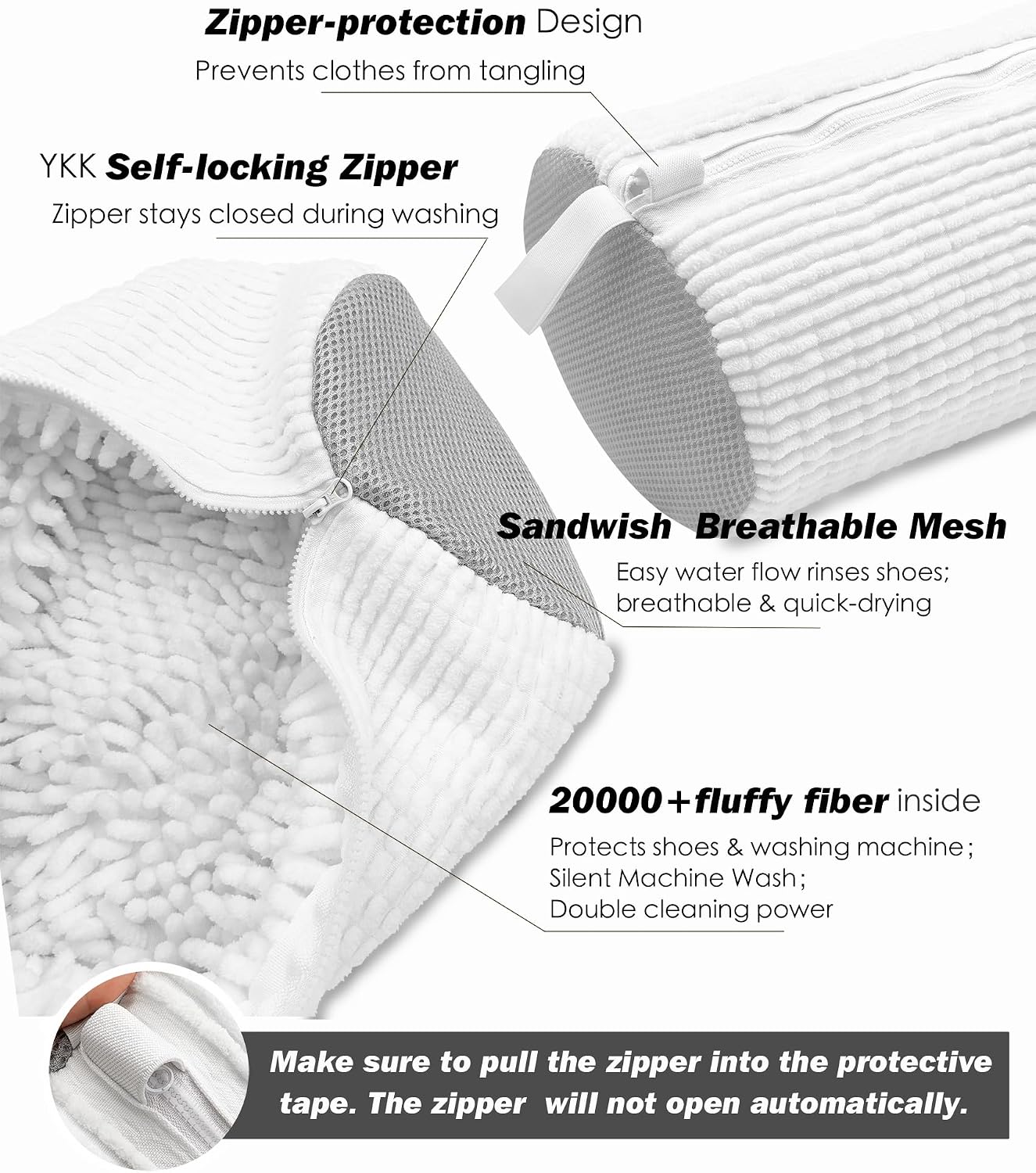 Condition photo showing New/Like New for shoe washing machine bag,laundry shoe bag for washer and dryer,reusable shoe cleaning bag for sneakers,tennis shoes,with self-locking zipper, microfiber inside,include shoe bag (pro white - 2 pack)