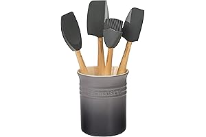 Le Creuset Signature Silicone Craft Series Utensil Set with Stoneware Crock