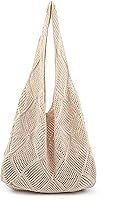Stizimn Crochet Mesh Beach Tote Bag - Boho Hobo Shoulder Handbag for Women, Summer Aesthetic Large Capacity Tote