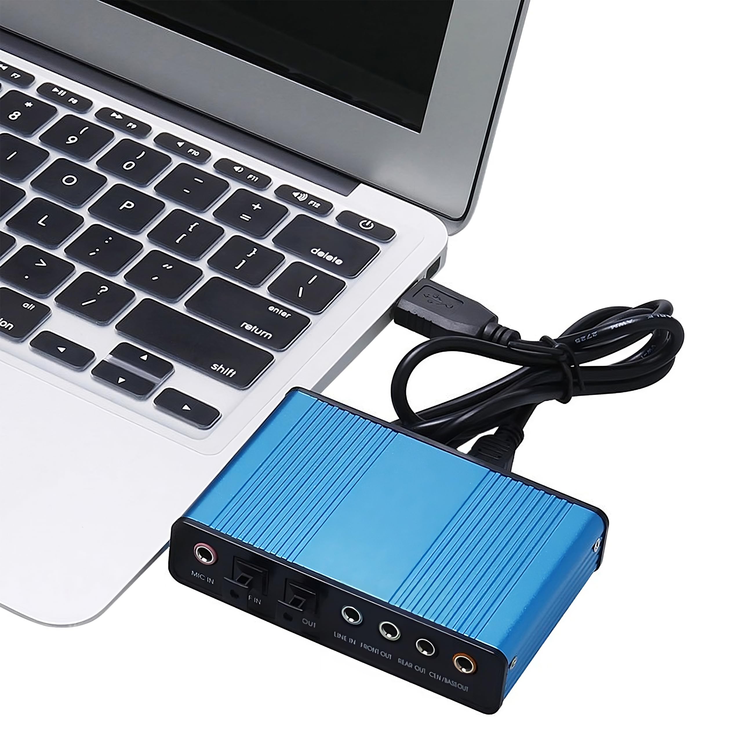 Retoo Soundkarte extern 7.1 Surround Sound, Stereo Audio Adapter Lautstärkeregelung, Anschluss für Kopfhörer, Mikrofon, Mikrofonstummschaltung für PC