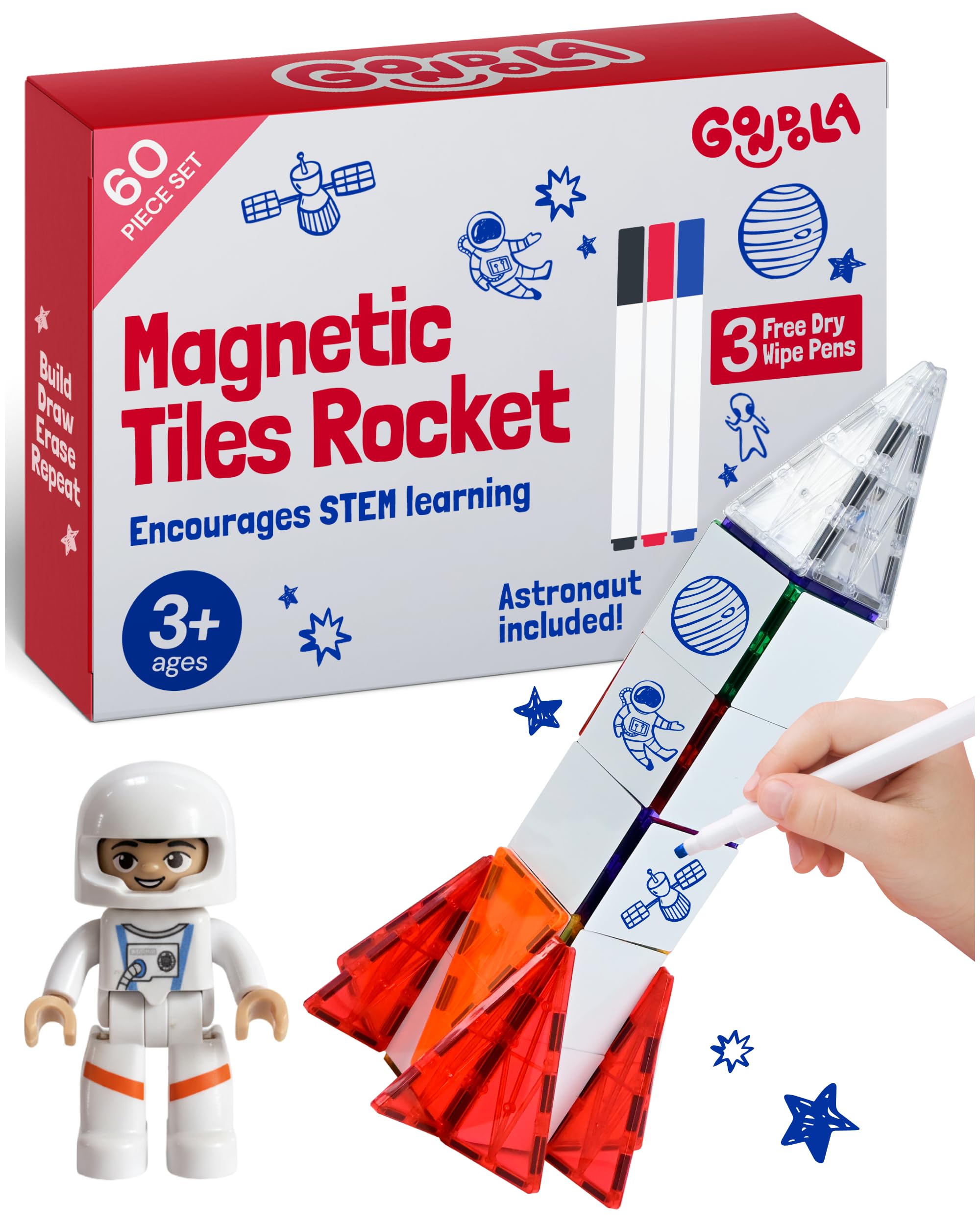Amazon.com: Gondola Space Toys for Kids 3-5 Magnetic Rocket Ship