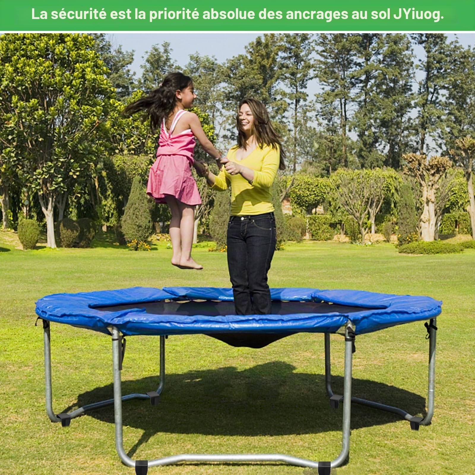 Lot De 4 Piquets D'Ancrage JYiuog – Pour Trampoline, Tente, Abri, Balançoire – Fixation Solide Sans Outil
